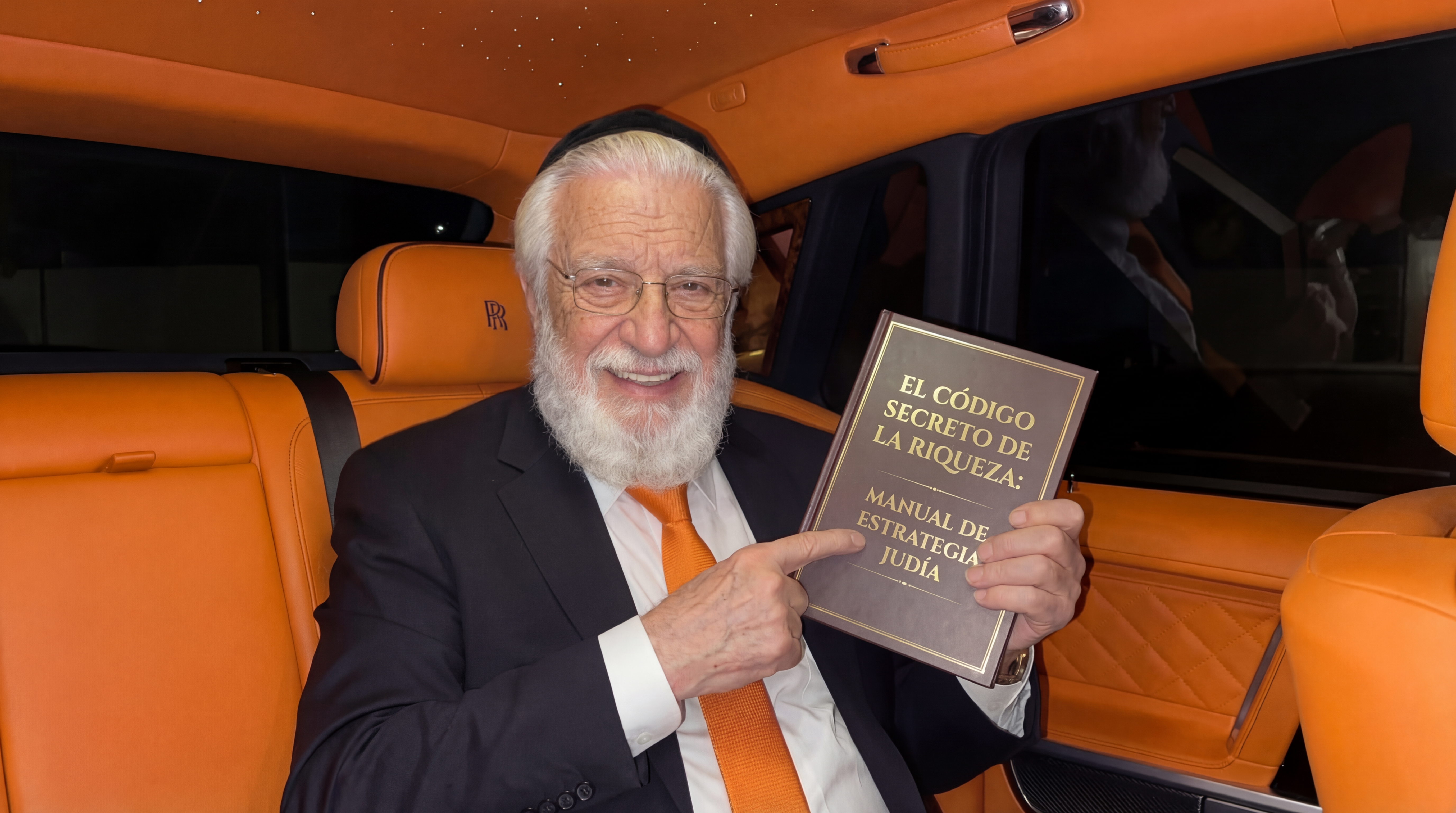 Rabino Dorado con su libro sobre finanzas